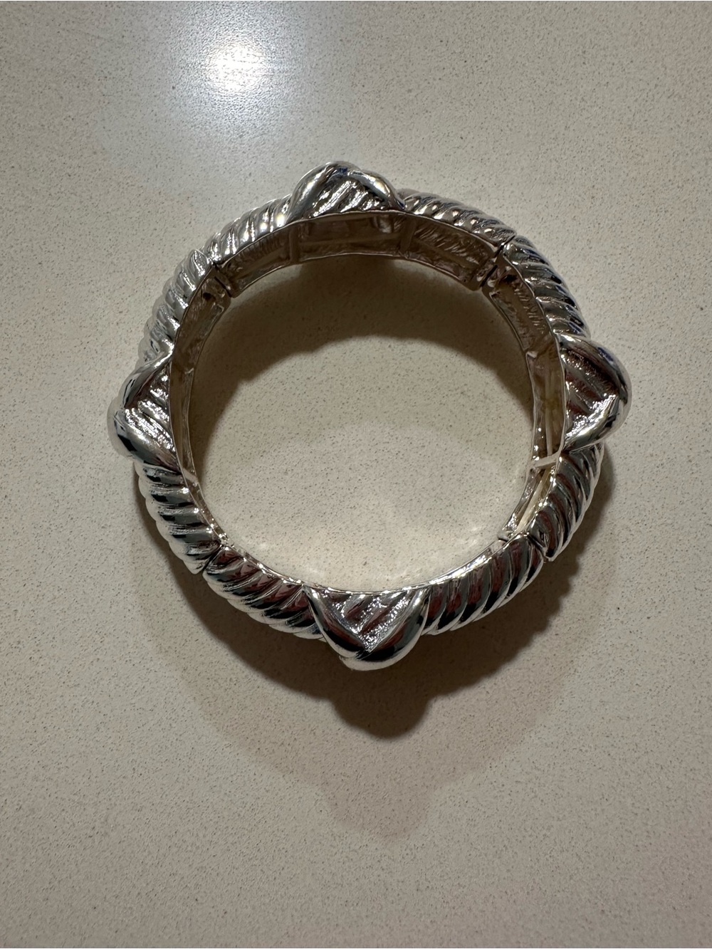 Silver-Tone Rope Link Bangle Bracelet